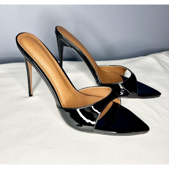Cult of Coquette Shoes Gia Mules Size 11 Patent Pointed Toe High Heel Sexy Vegan - Picture 7 of 14
